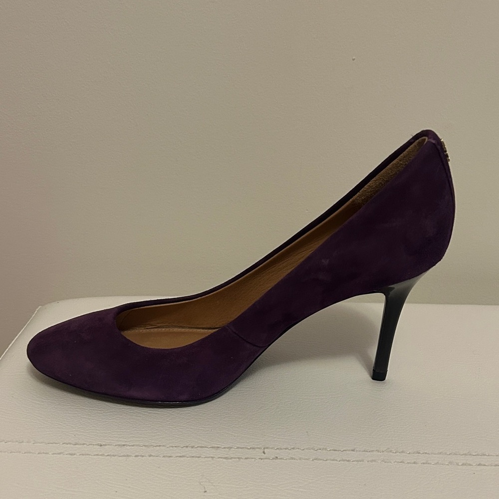 4. New Coach Women's Purple Suede Pumps